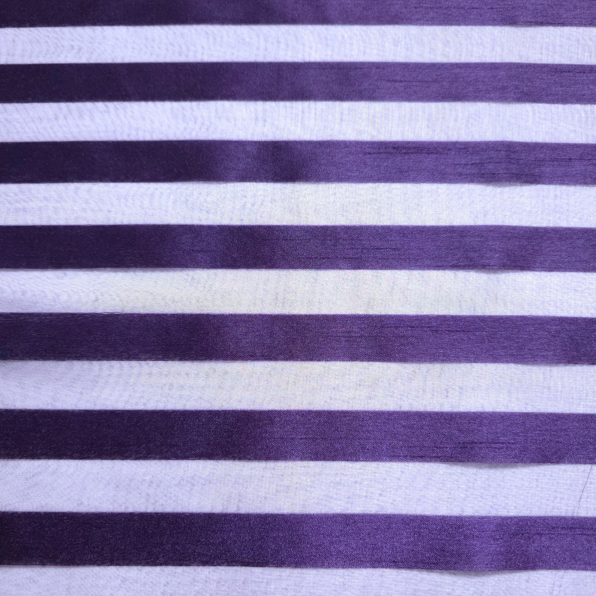 EGGPLANT PURPLE RIBBON STRIPE SHEER ORGANZA FABRIC