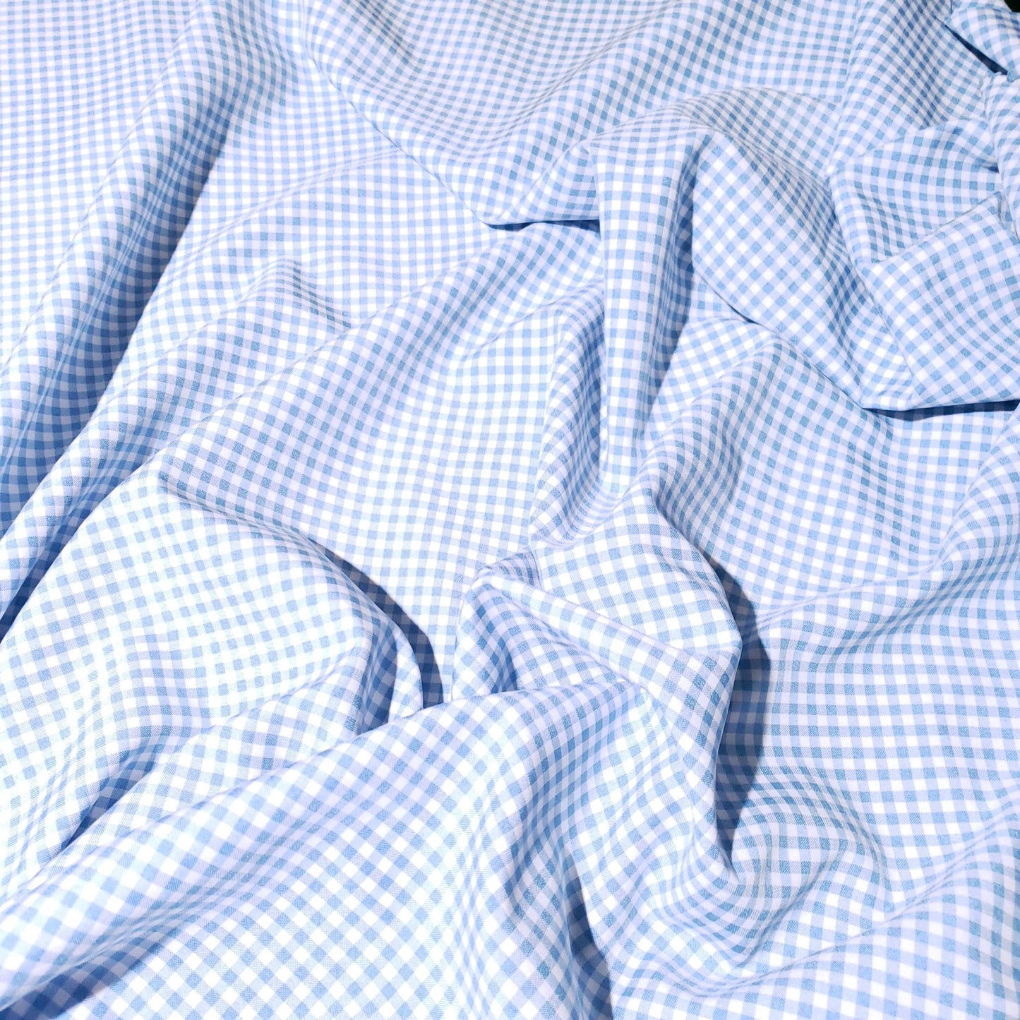POLY POPLIN BLUE SKY SMALL GINGHAM