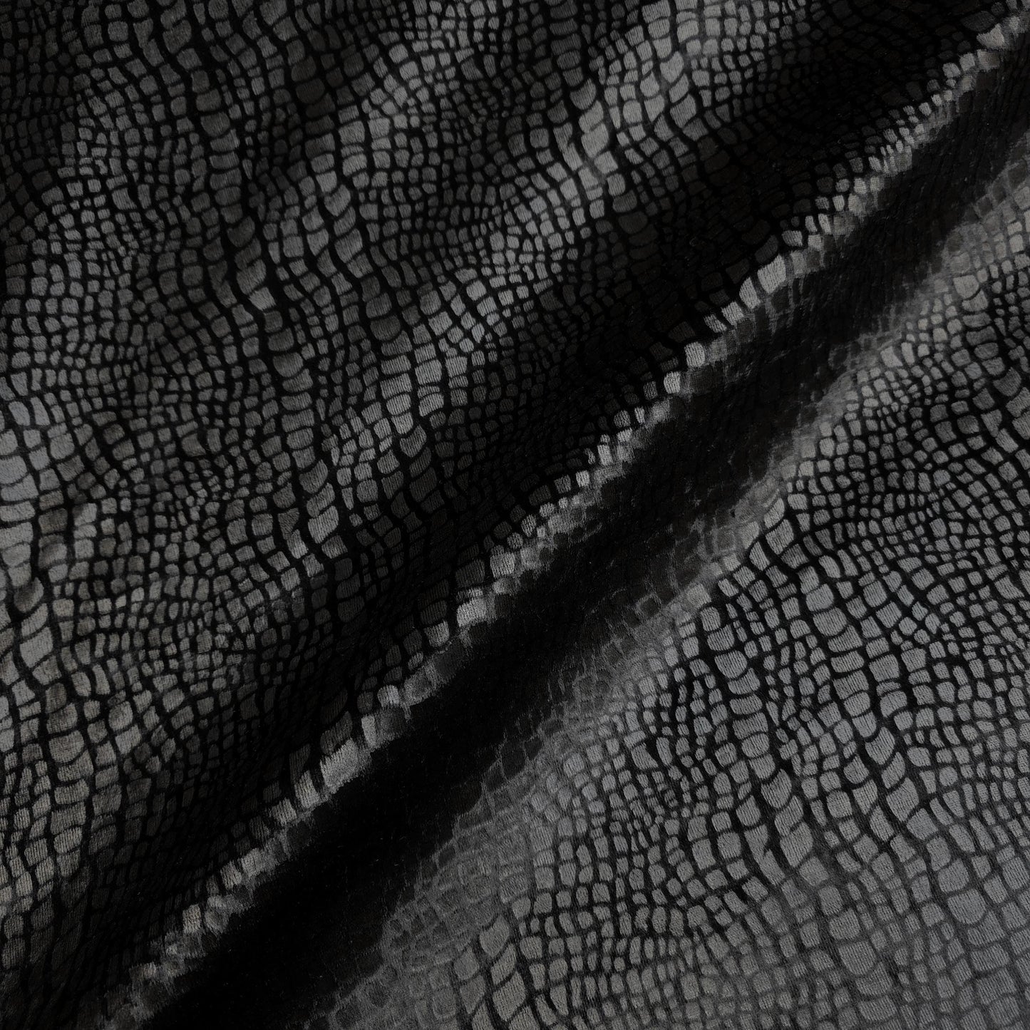 BLACK CROCODILE SEMIGLOSS UPHOLSTERY VELVET