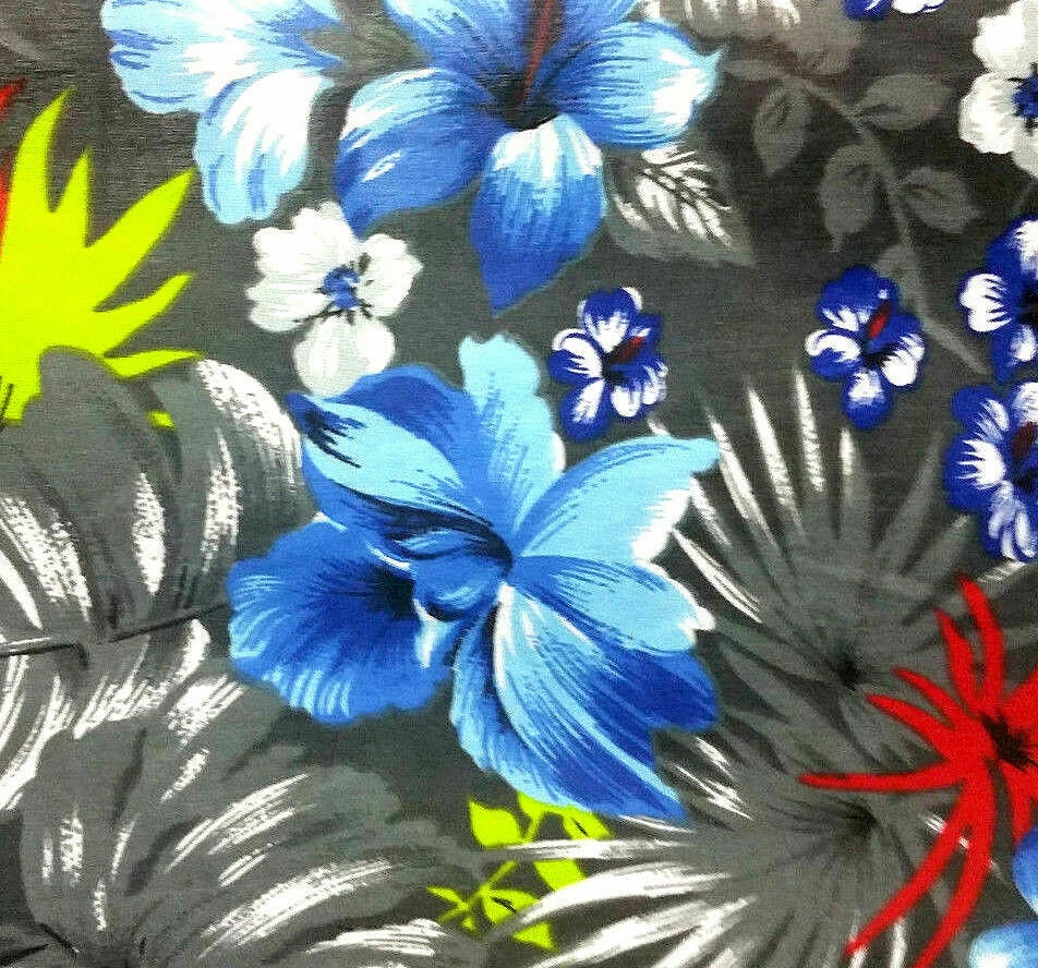 HAWAII FLORAL MOTIF CHARCOAL