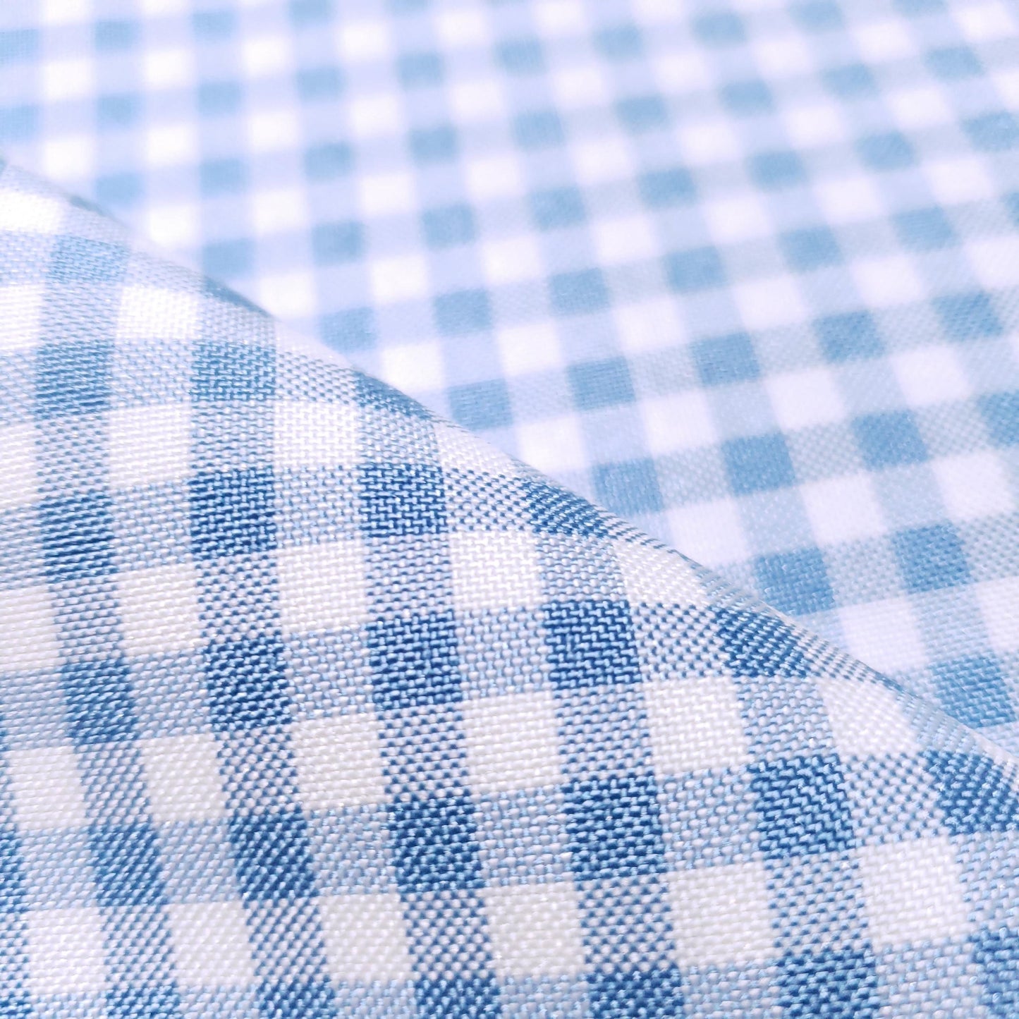 POLY POPLIN BLUE SKY SMALL GINGHAM