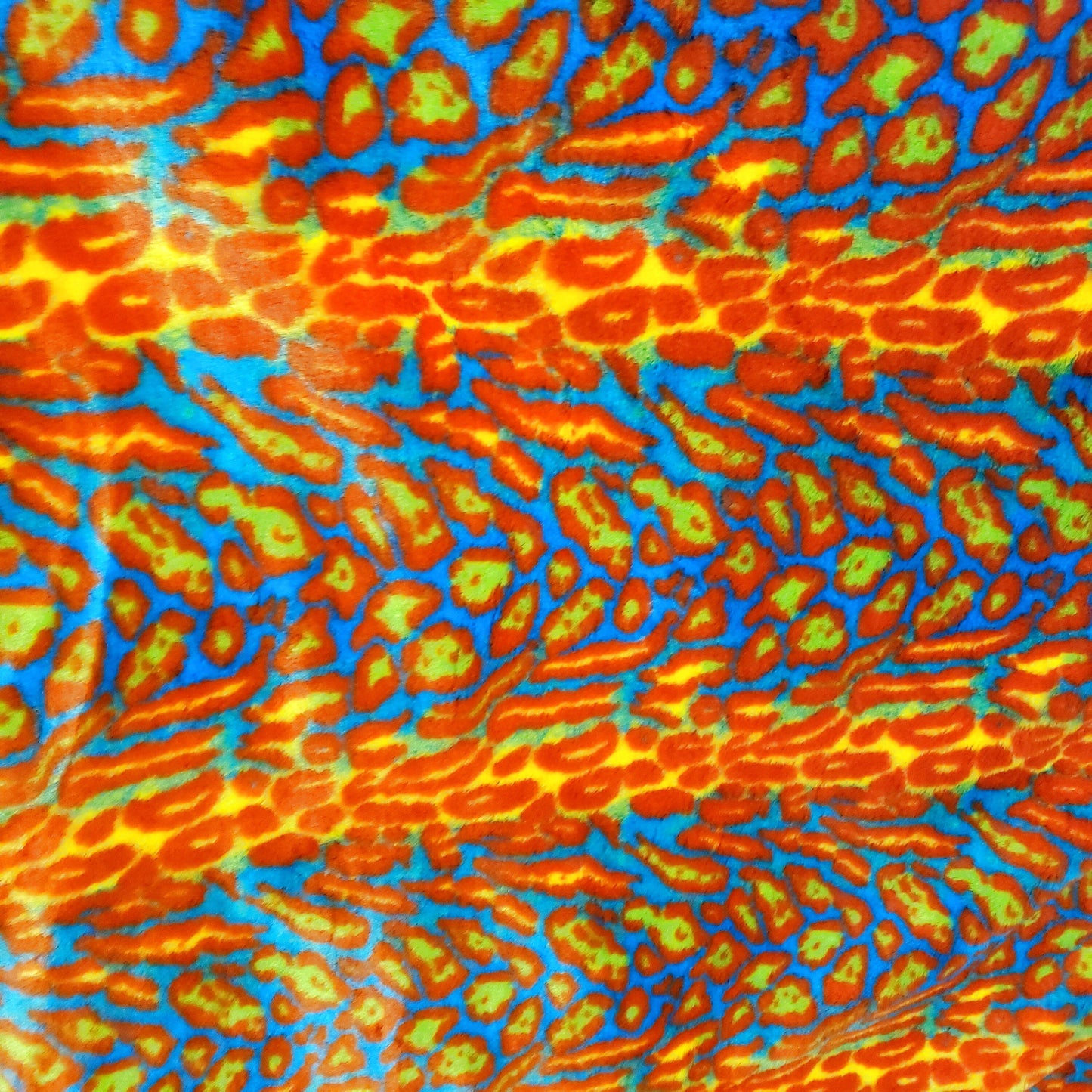LEOPARD FUN FUR ORANGE BLUE LAVA