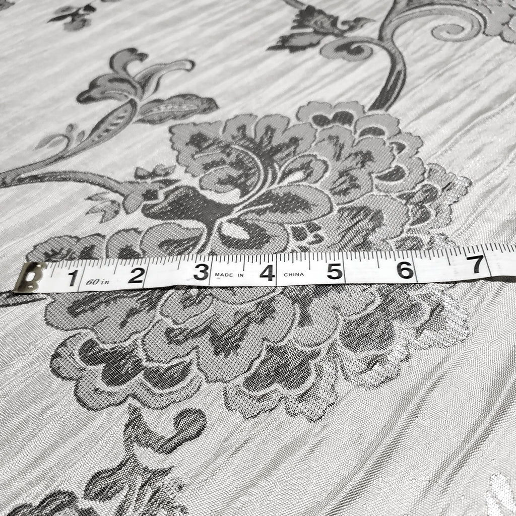 FLORAL TAUPE SILVER CHINTZ FLOWERS