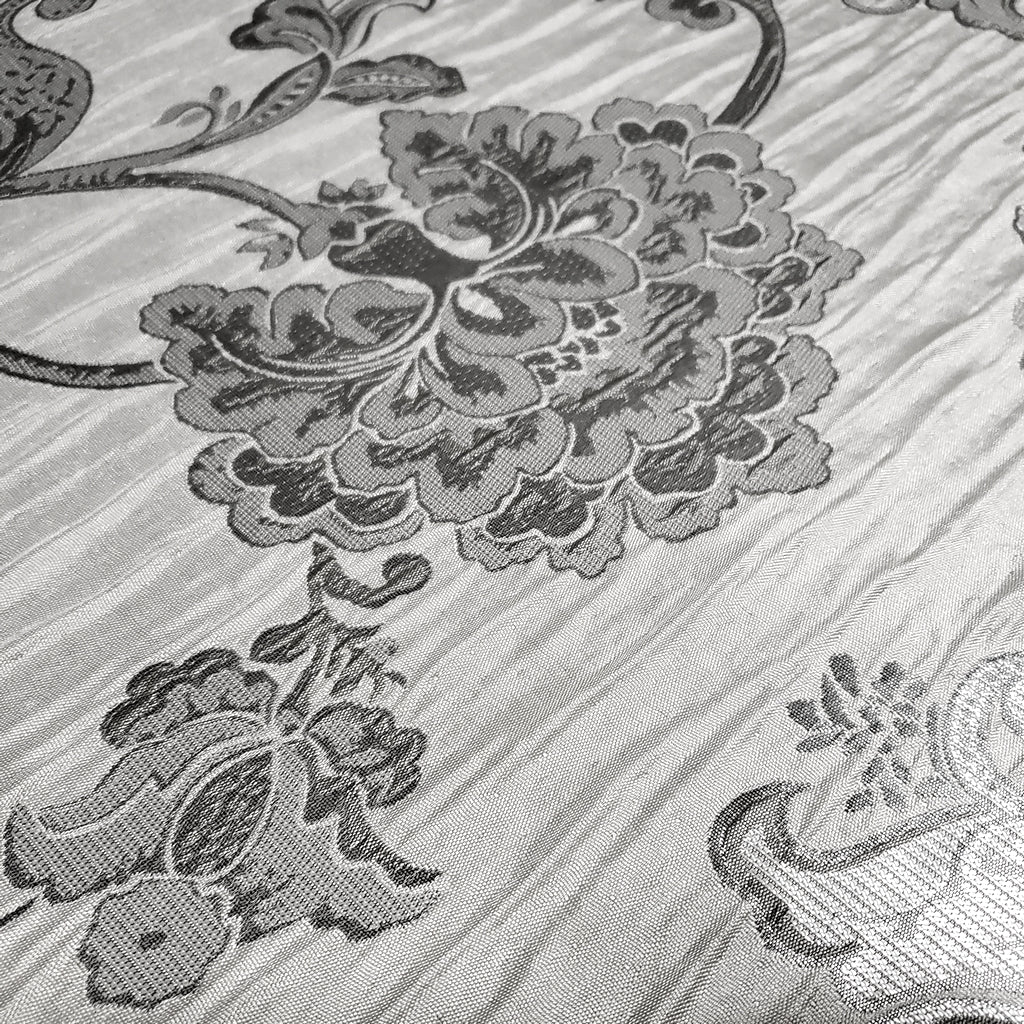 FLORAL TAUPE SILVER CHINTZ FLOWERS