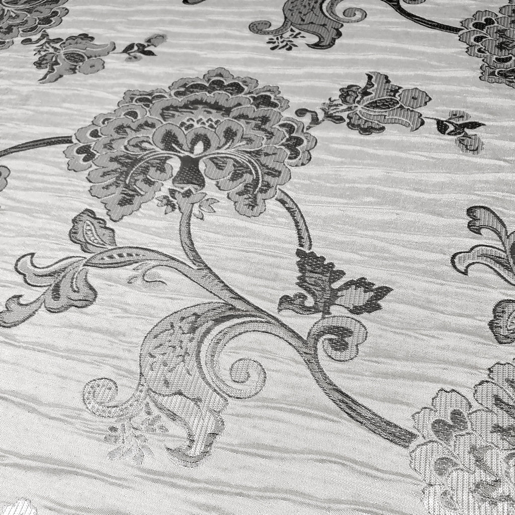 FLORAL TAUPE SILVER CHINTZ FLOWERS
