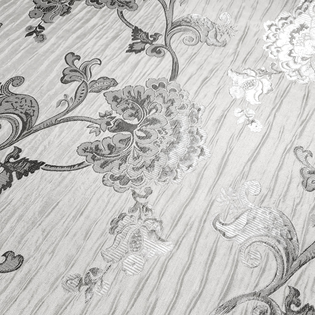 FLORAL TAUPE SILVER CHINTZ FLOWERS