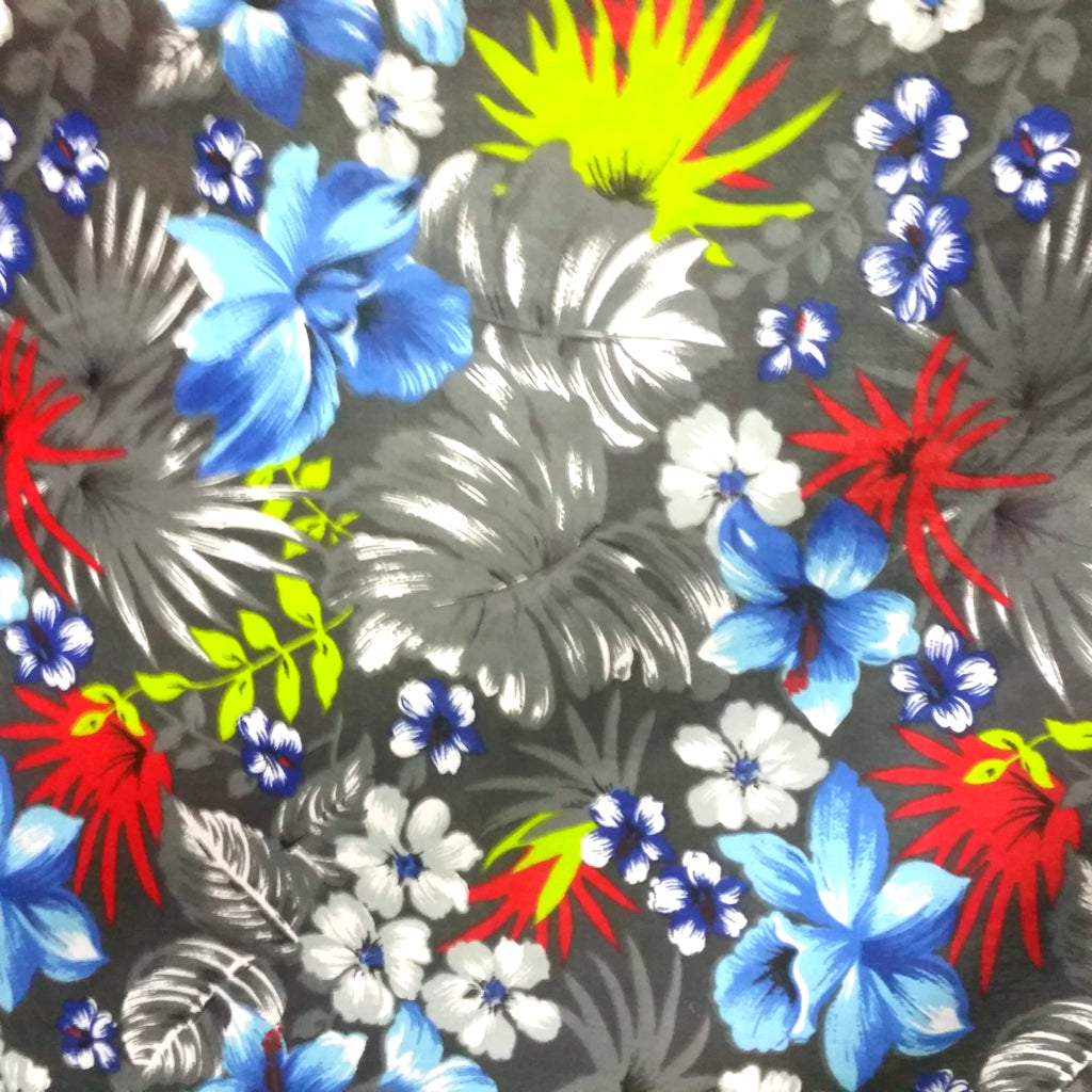 HAWAII FLORAL MOTIF CHARCOAL
