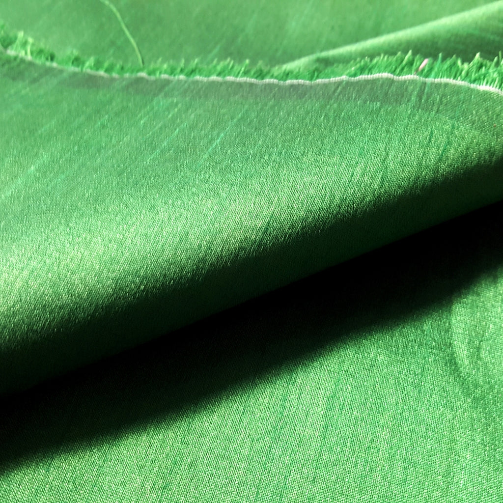 GREEN EMERALD FAUX SILK DUPIONI