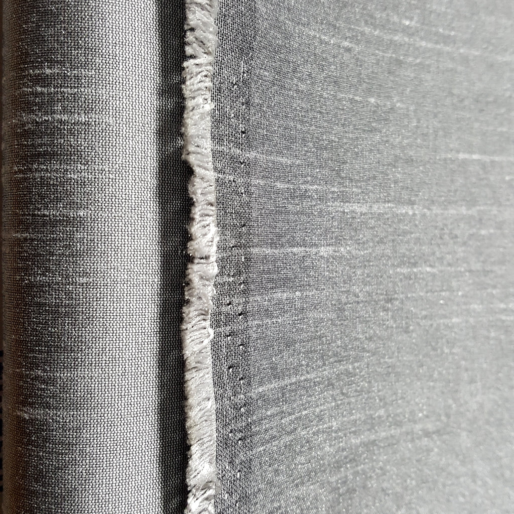 GRAY STEEL FAUX SILK DUPIONI