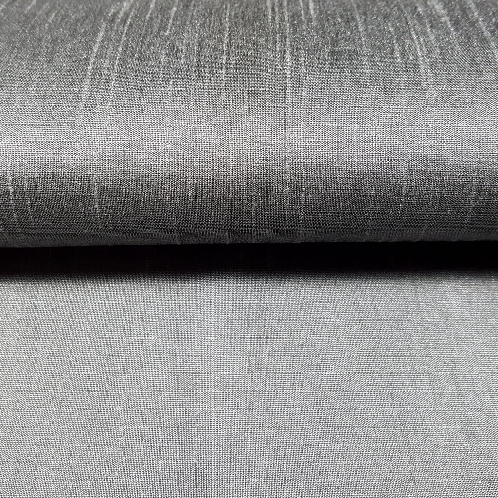 GRAY STEEL FAUX SILK DUPIONI