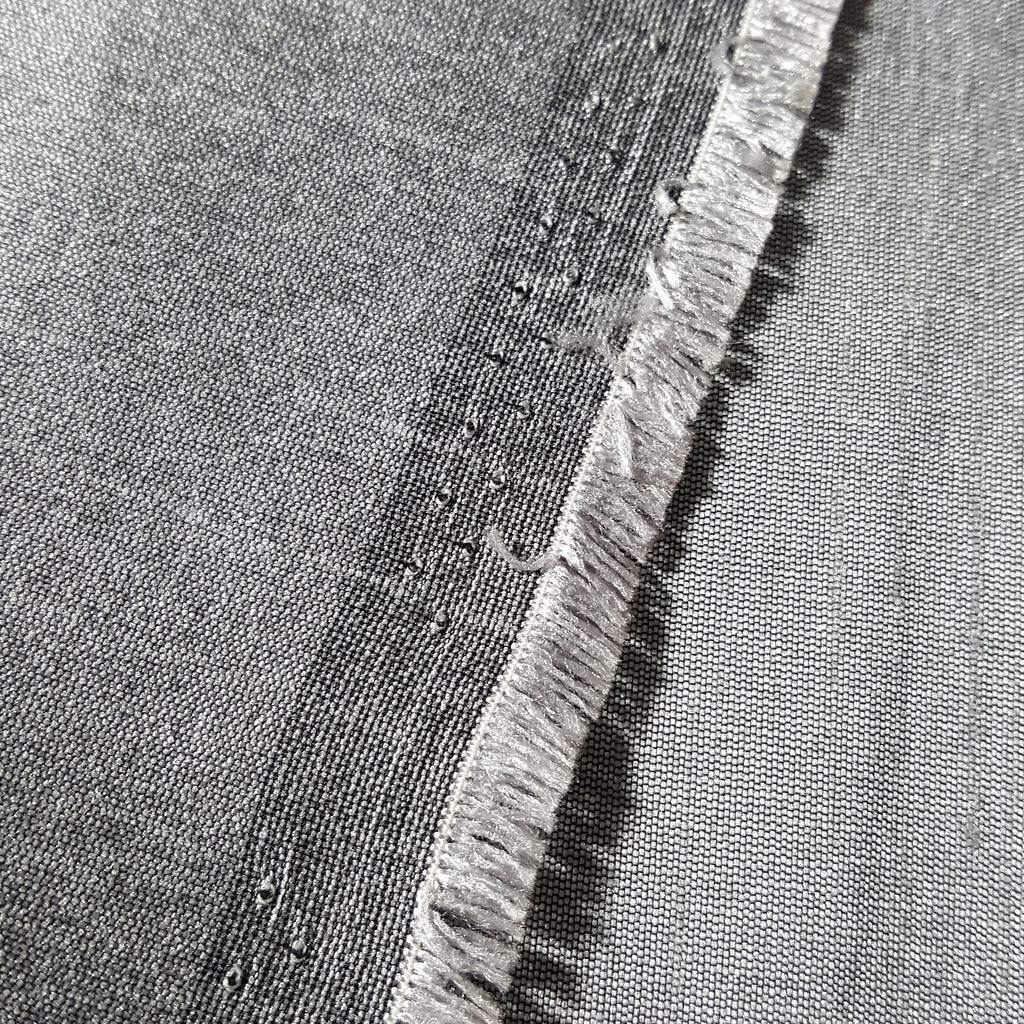 GRAY STEEL FAUX SILK DUPIONI