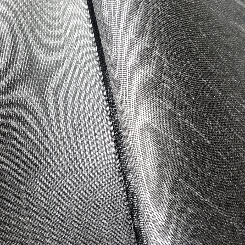 GRAY STEEL FAUX SILK DUPIONI