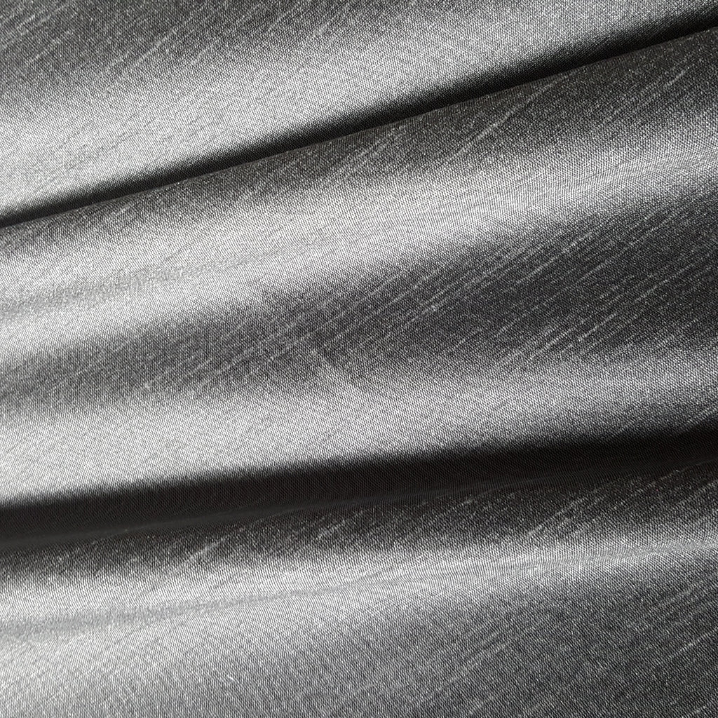 GRAY STEEL FAUX SILK DUPIONI