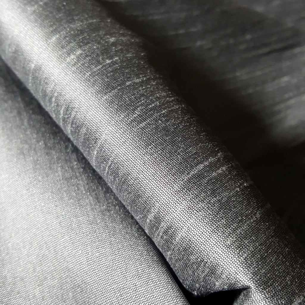 GRAY STEEL FAUX SILK DUPIONI