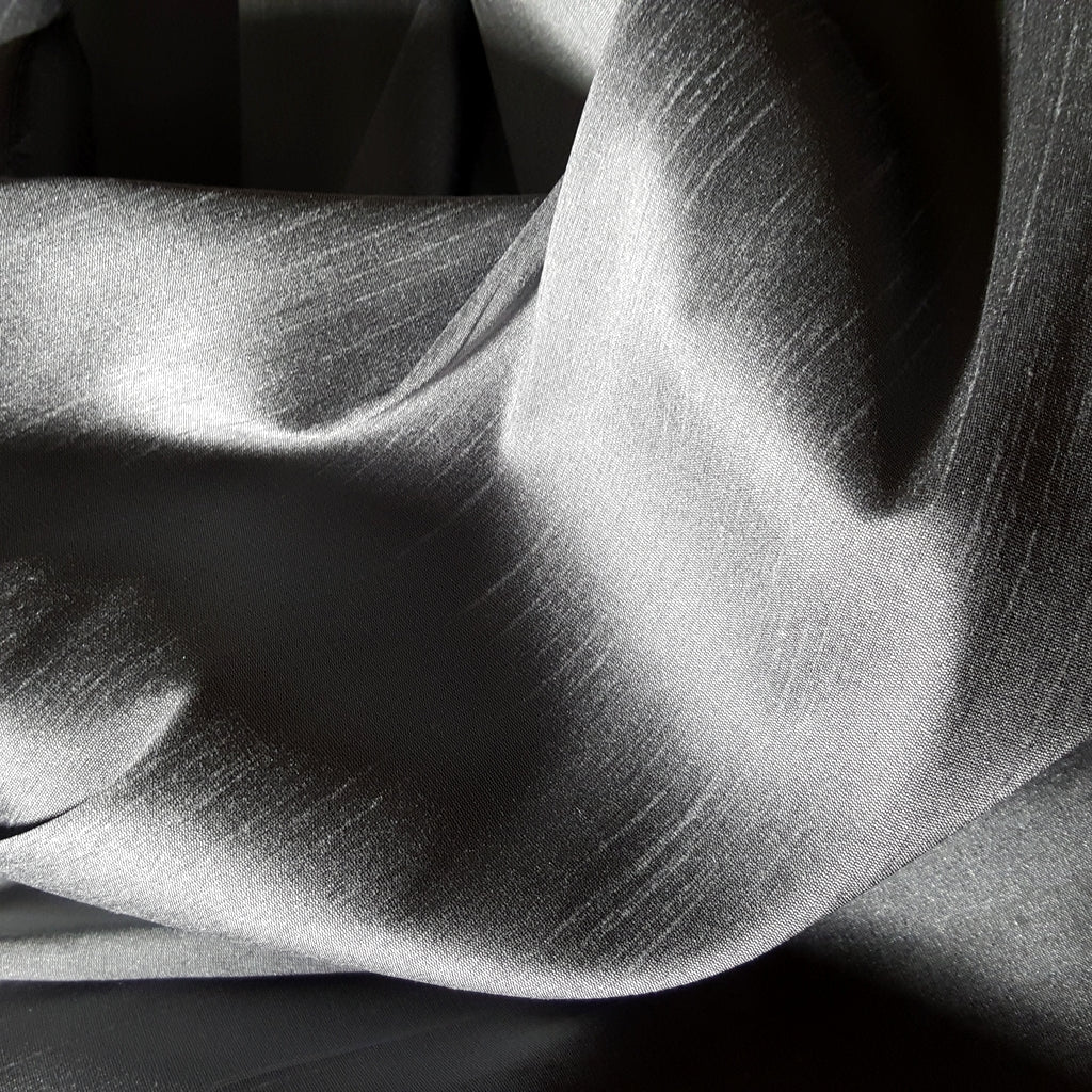 GRAY STEEL FAUX SILK DUPIONI