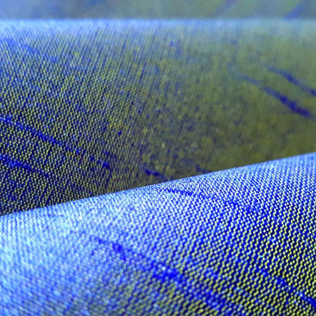 BLUE ROYAL YELLOW FAUX SILK DUPIONI