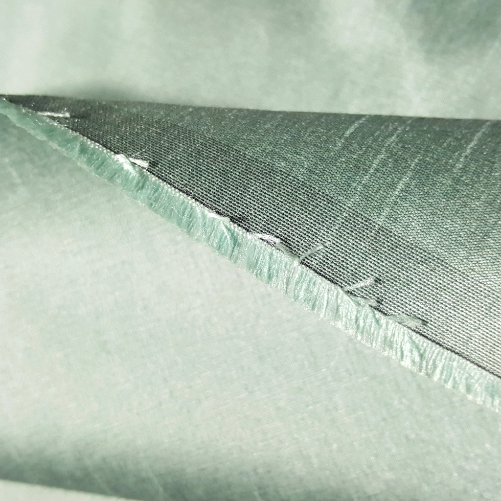 GREEN OCEAN MINT SILVER FAUX SILK DUPIONI 58"