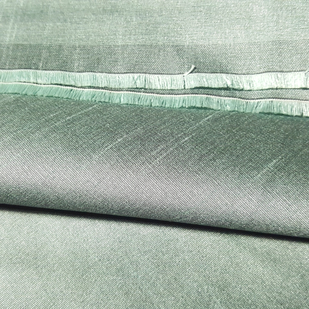 GREEN OCEAN MINT SILVER FAUX SILK DUPIONI 58"