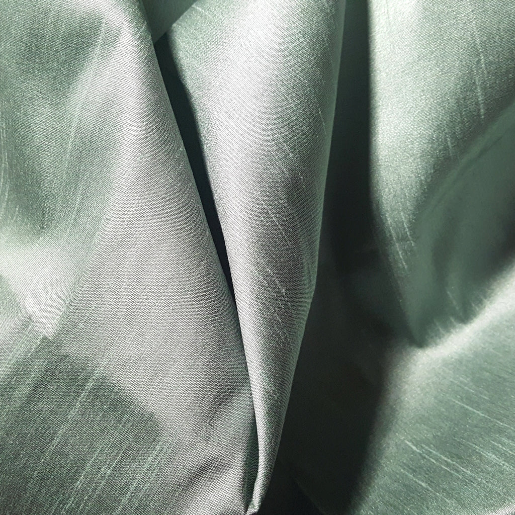 GREEN OCEAN MINT SILVER FAUX SILK DUPIONI 58"