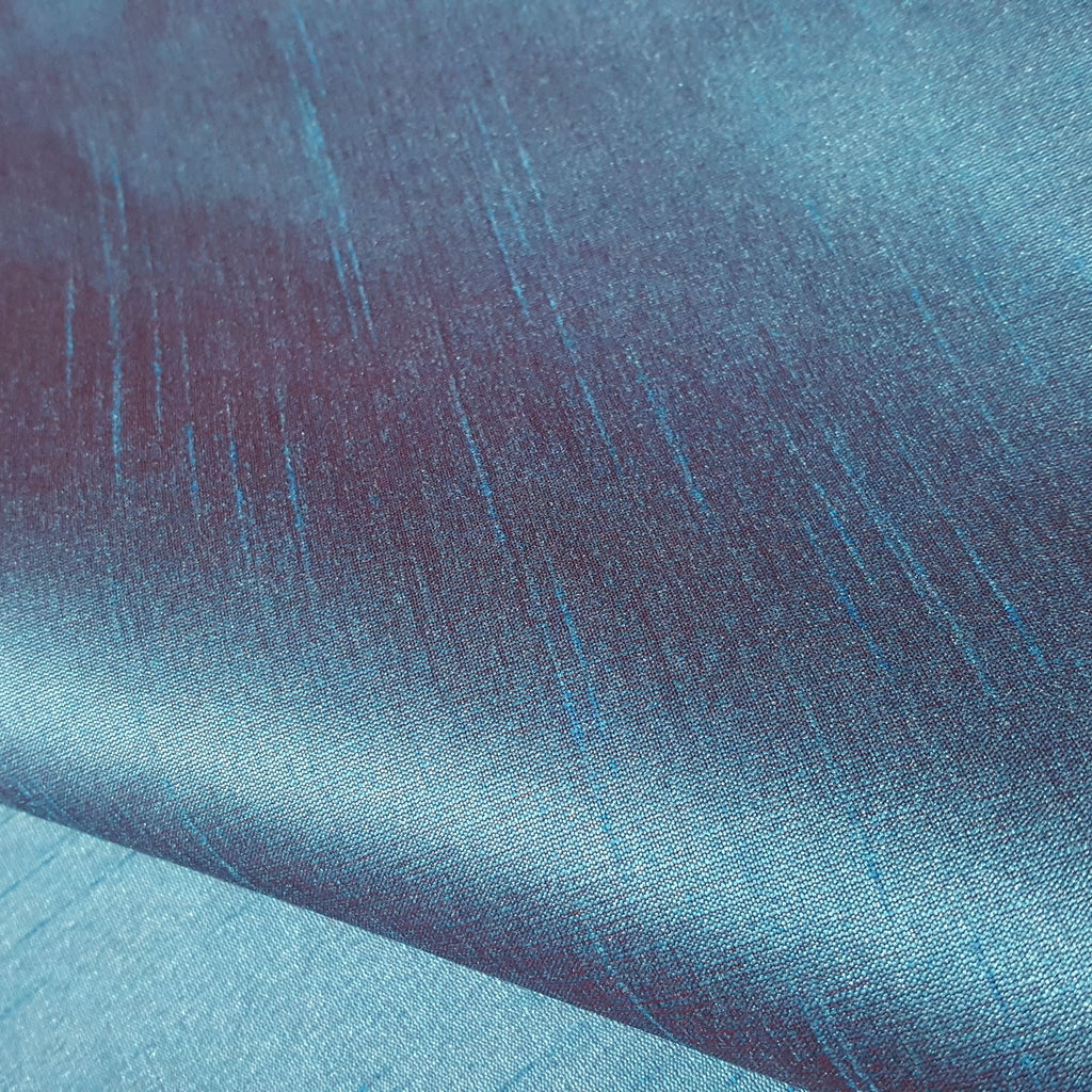 BLUE TURQUOISE RED FAUX SILK DUPIONI