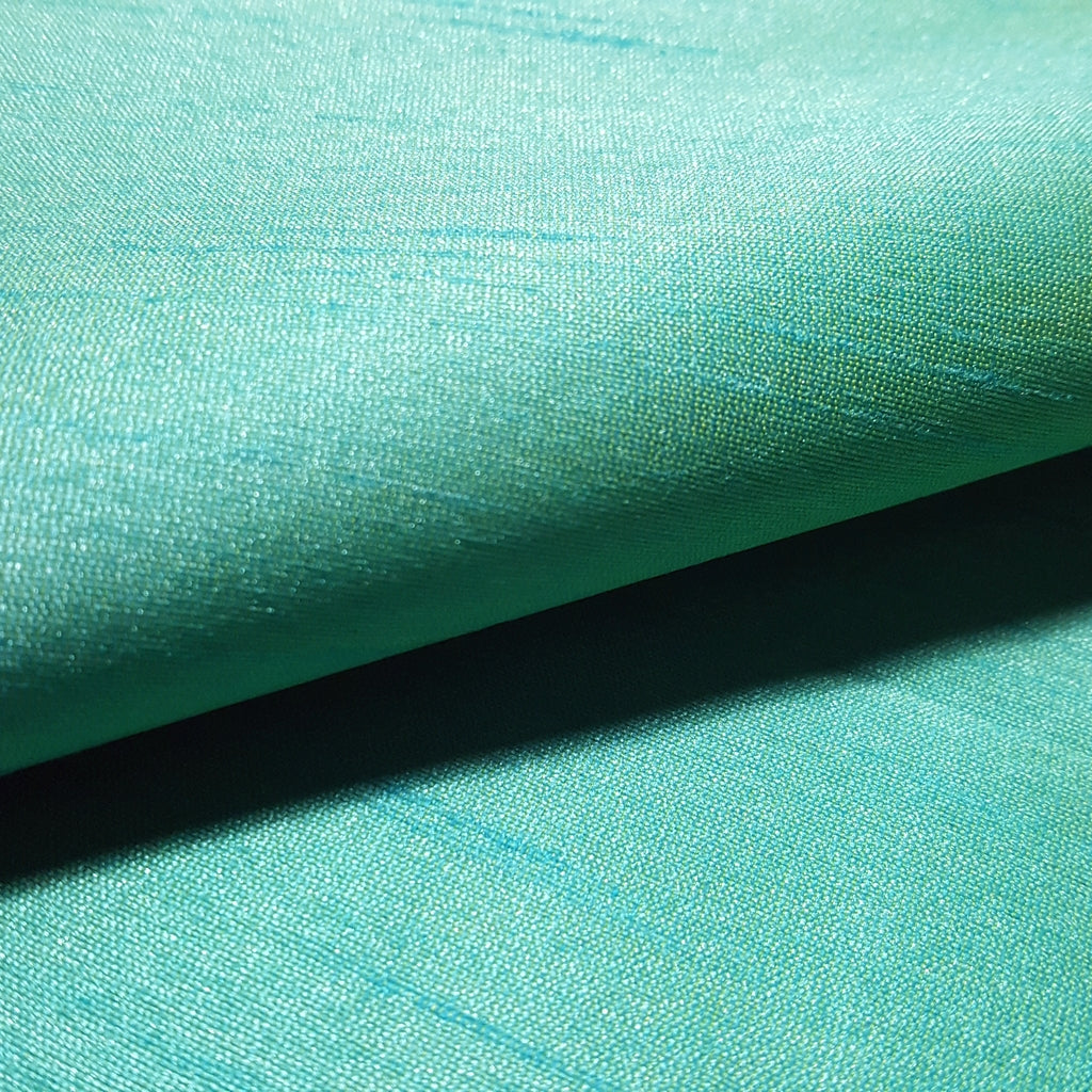 BLUE TURQUOISE YELLOW FAUX SILK DUPIONI 56"