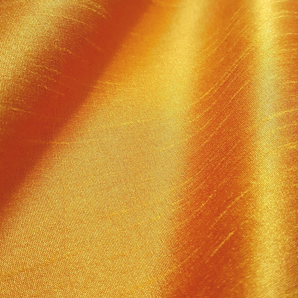 YELLOW ORANGE MARIGOLD FAUX SILK DUPIONI