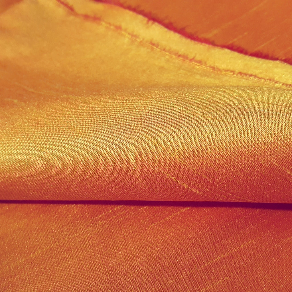 YELLOW ORANGE MARIGOLD FAUX SILK DUPIONI