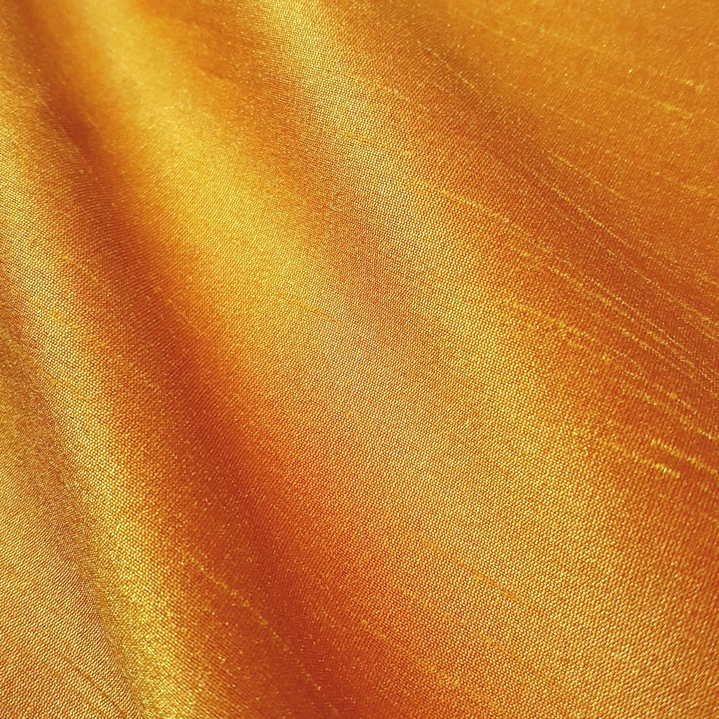 YELLOW ORANGE MARIGOLD FAUX SILK DUPIONI