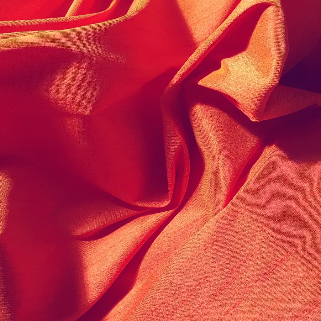 ORANGE TANGERINE SUNSET FAUX SILK DUPIONI 58"