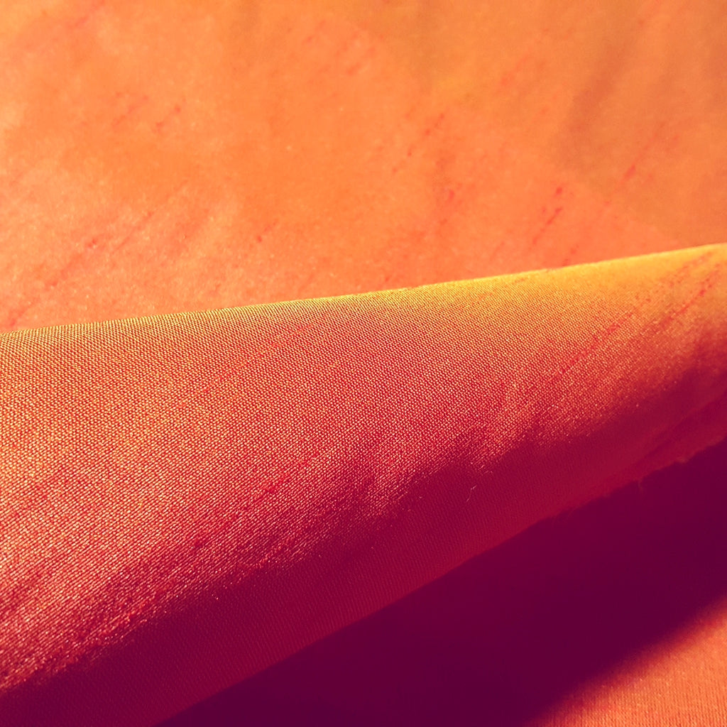 ORANGE TANGERINE SUNSET FAUX SILK DUPIONI 58"