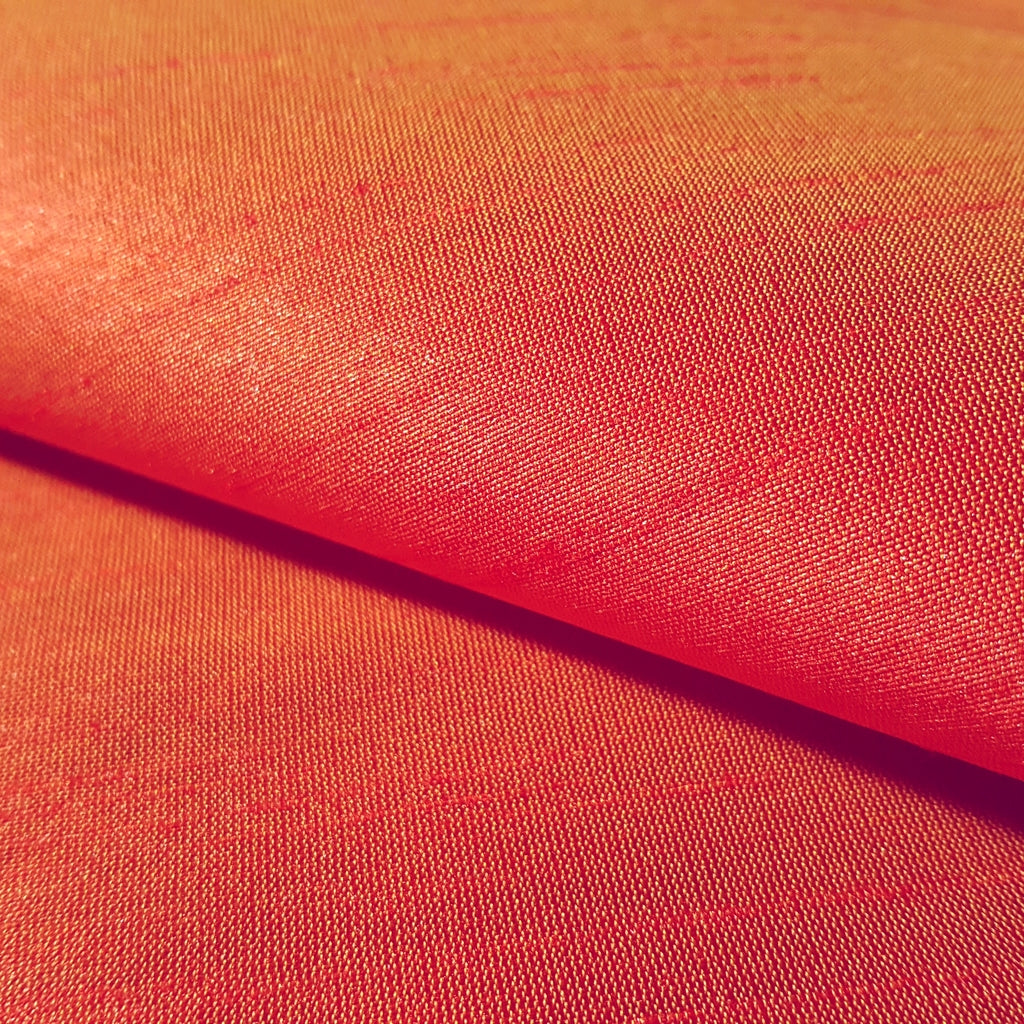 ORANGE TANGERINE SUNSET FAUX SILK DUPIONI 58"