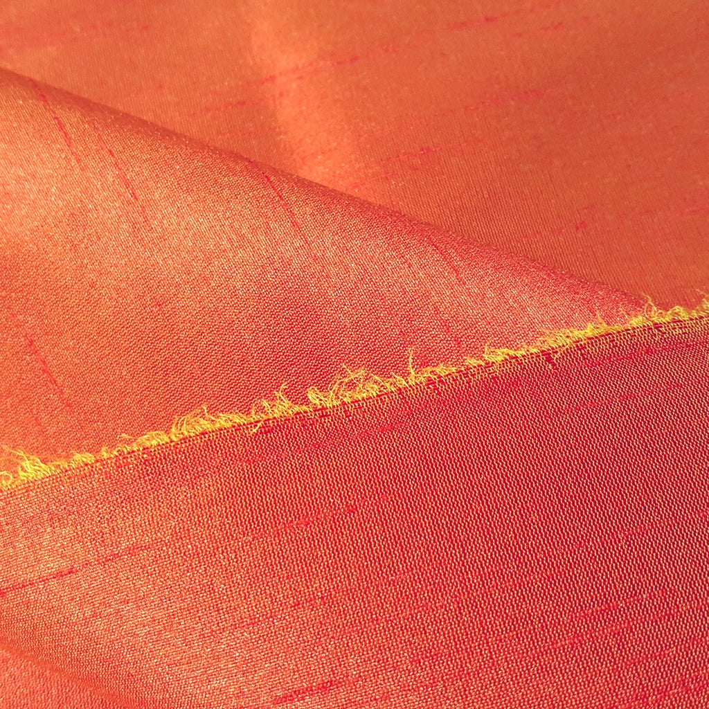 ORANGE TANGERINE SUNSET FAUX SILK DUPIONI 58"