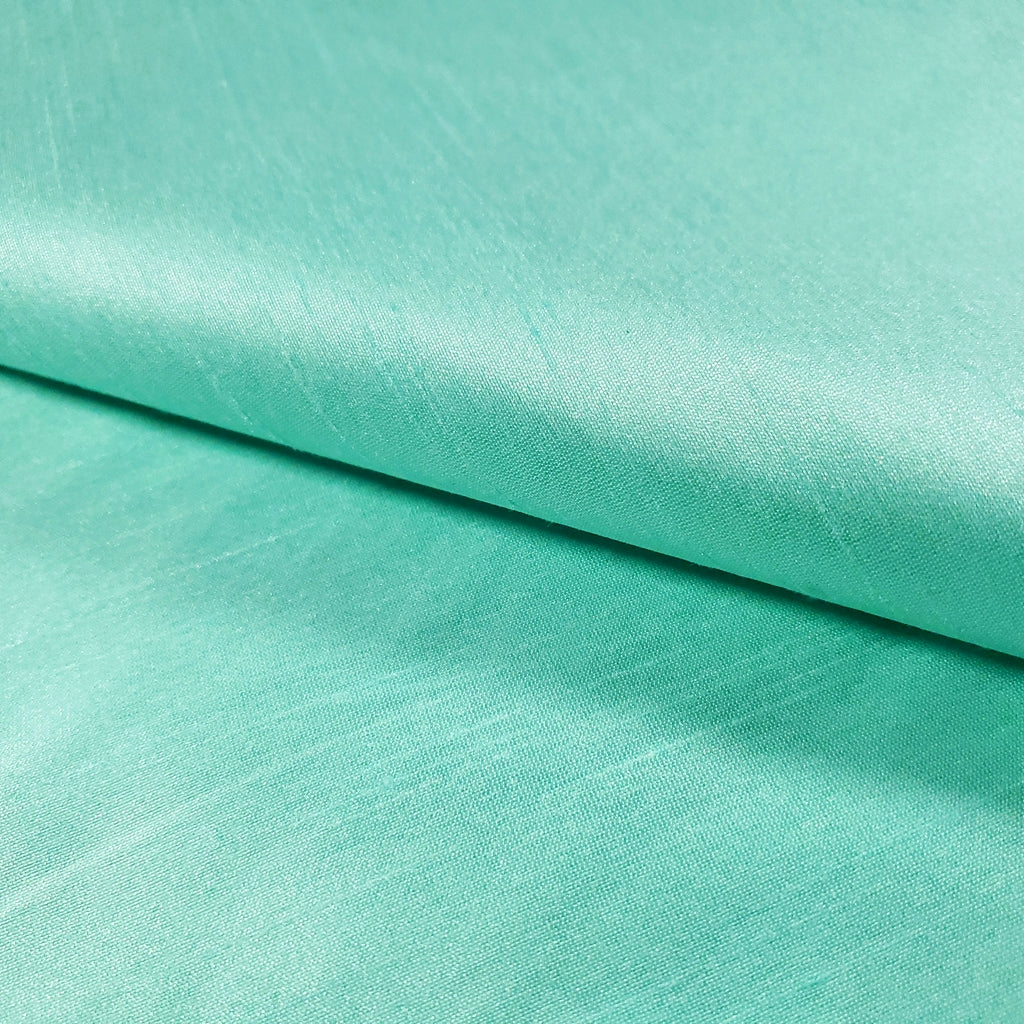 GREEN AQUA SEAFOAM FAUX SILK DUPIONI