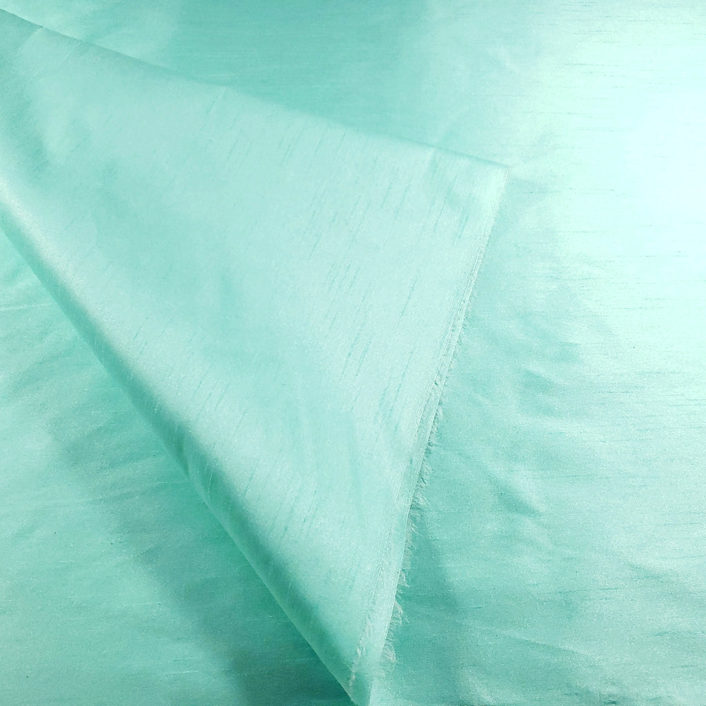 GREEN AQUA SEAFOAM FAUX SILK DUPIONI
