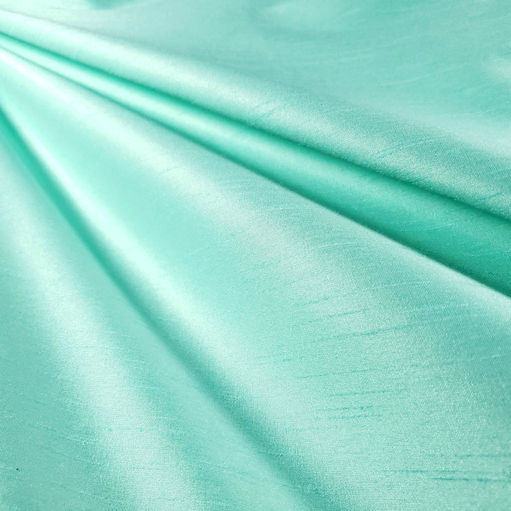 GREEN AQUA SEAFOAM FAUX SILK DUPIONI