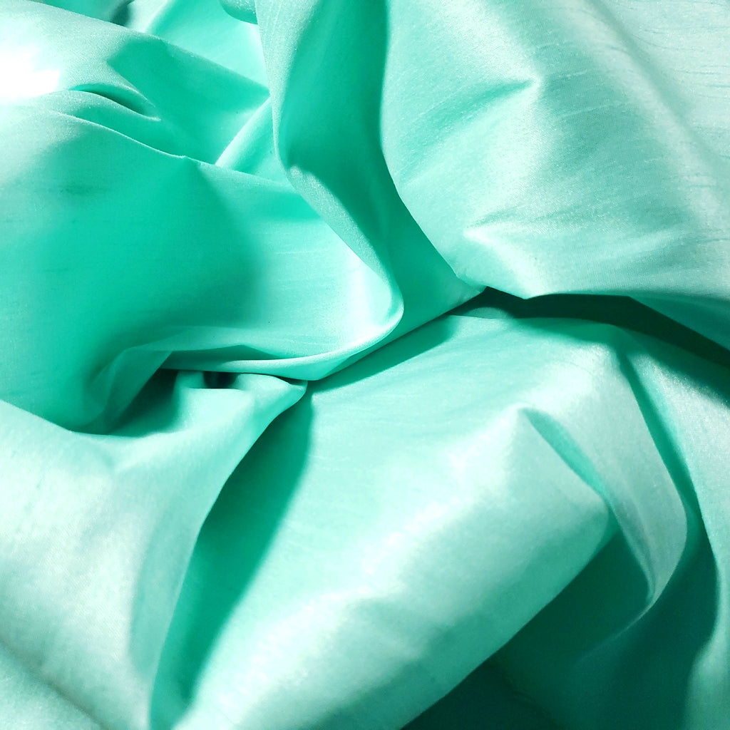 GREEN AQUA SEAFOAM FAUX SILK DUPIONI