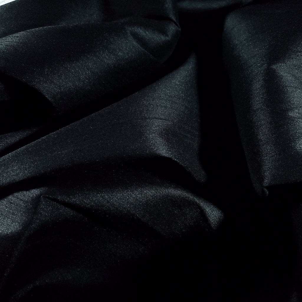 BLACK FAUX SILK DUPIONI
