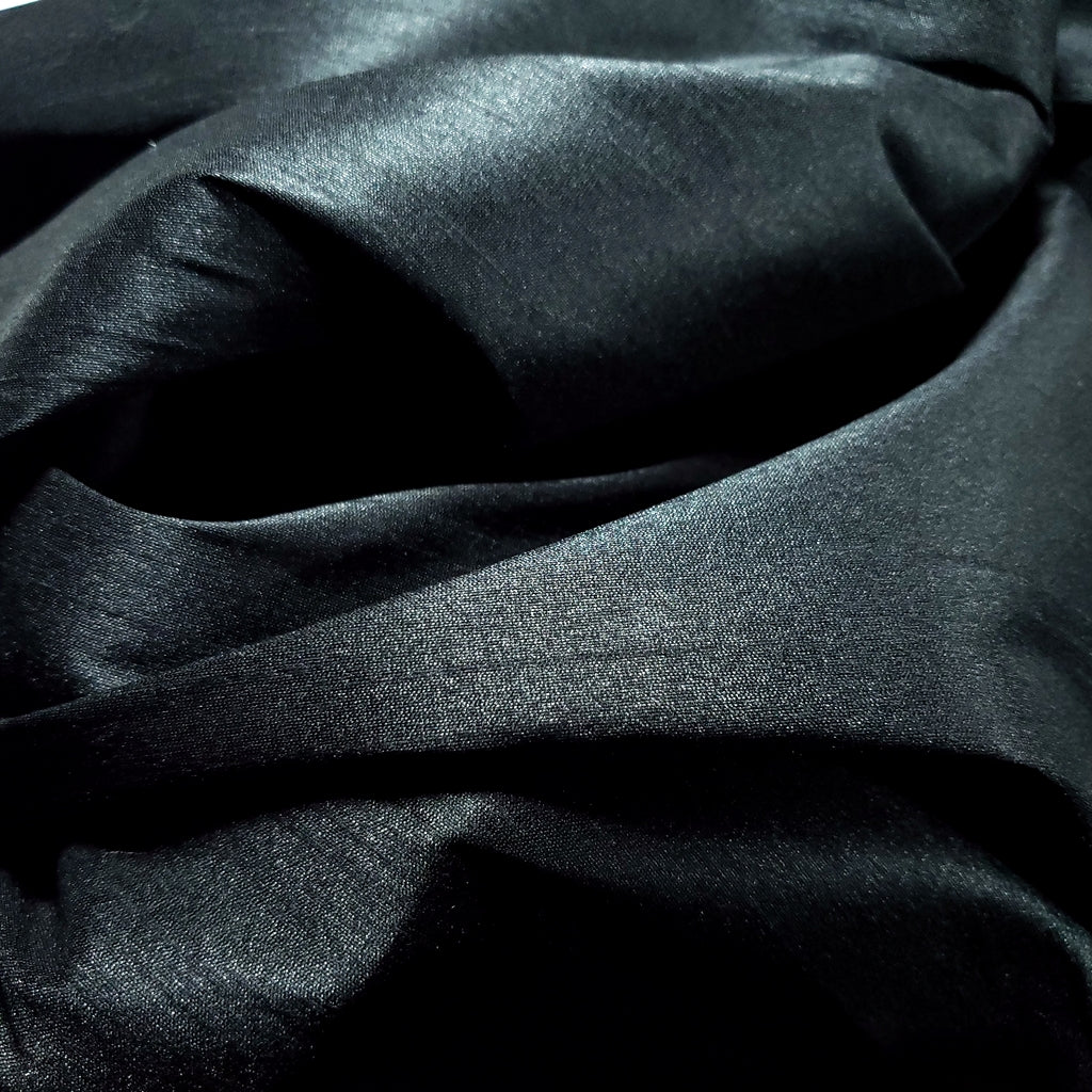 BLACK FAUX SILK DUPIONI