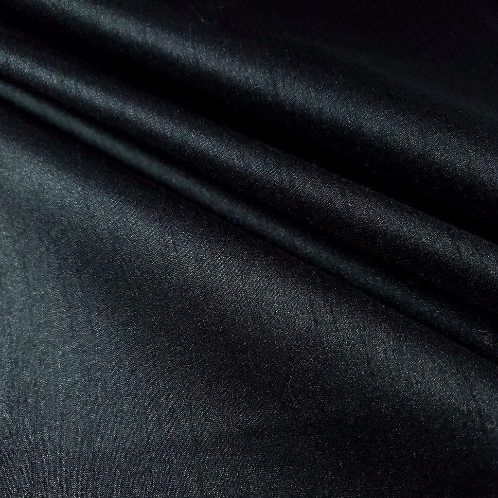 BLACK FAUX SILK DUPIONI