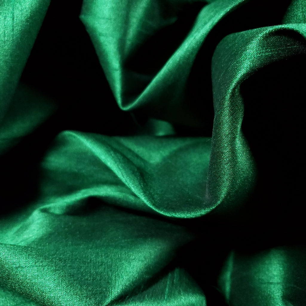 GREEN HUNTER FAUX SILK DUPIONI
