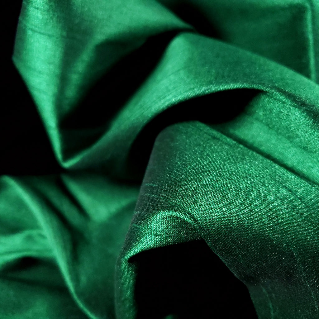 GREEN HUNTER FAUX SILK DUPIONI