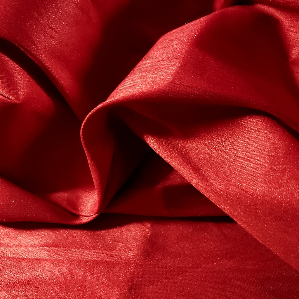 RED FAUX SILK DUPIONI