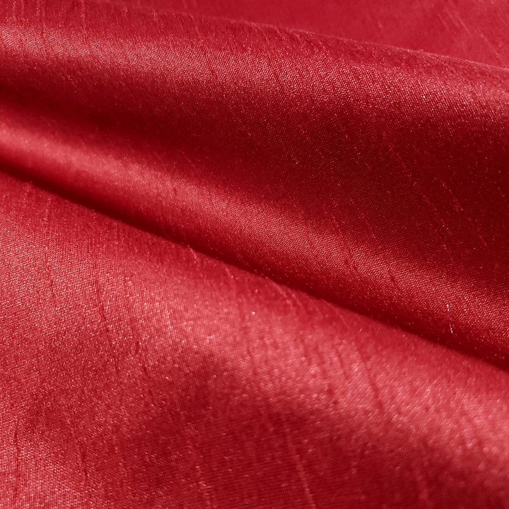 RED FAUX SILK DUPIONI