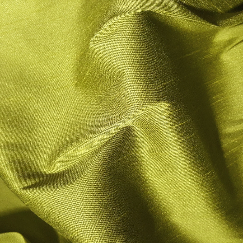 GREEN YELLOW CELERY CHARTREUSE FAUX SILK DUPIONI 58"