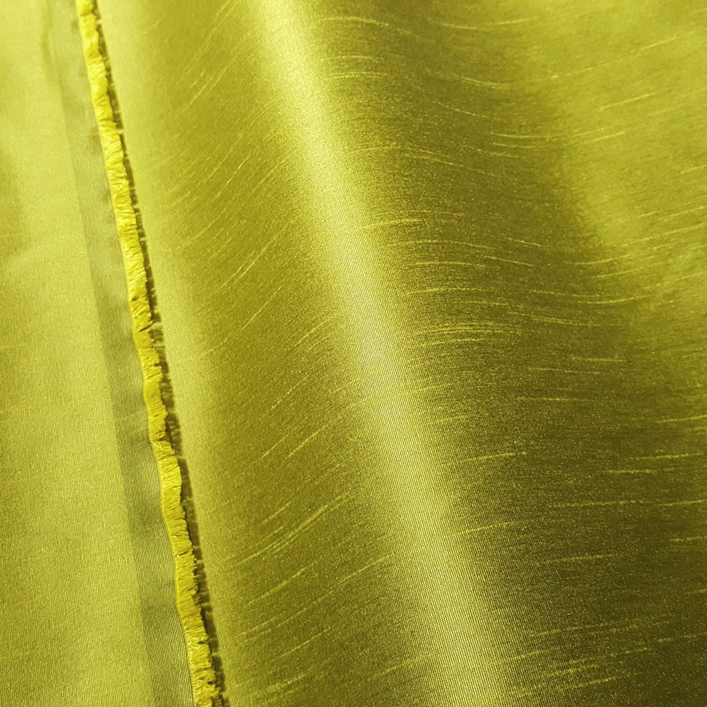 GREEN YELLOW CELERY CHARTREUSE FAUX SILK DUPIONI 58"