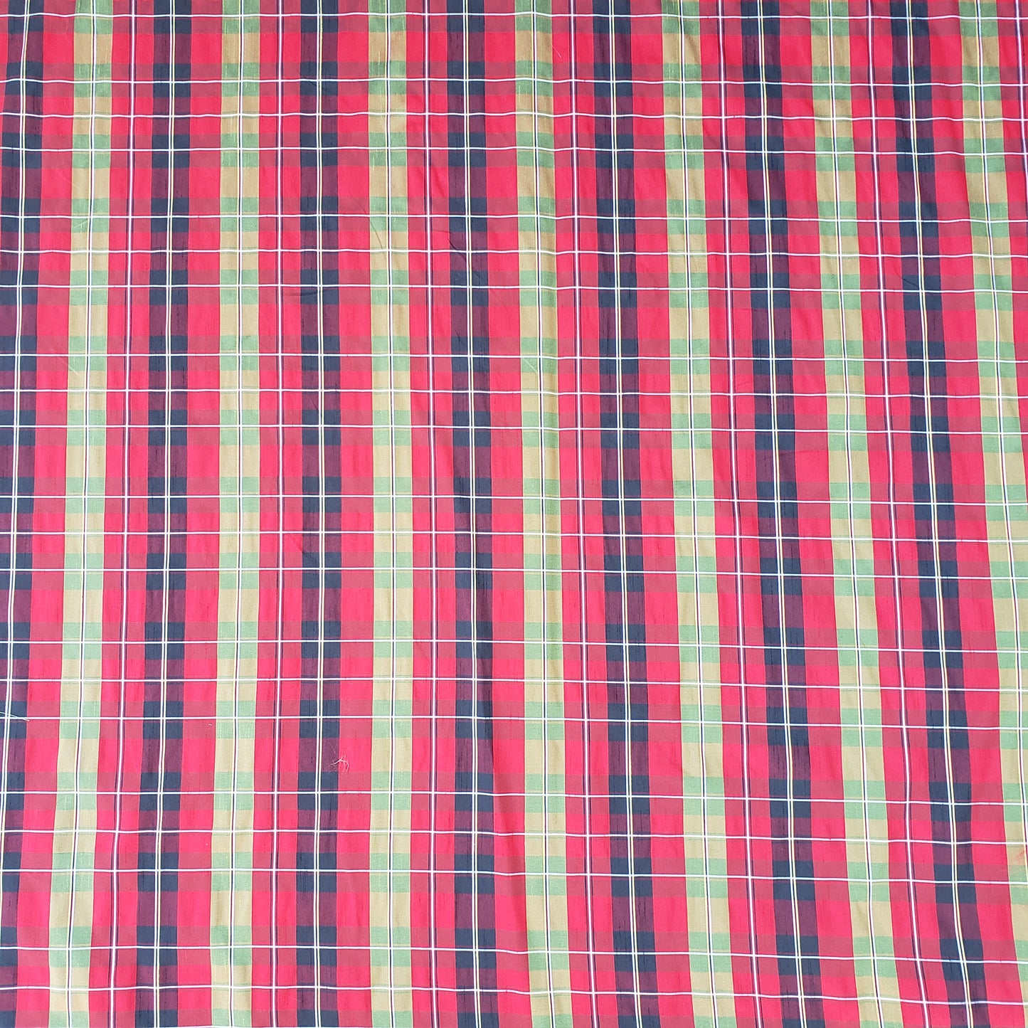 RED CLASSIC PLAID FAUX SILK DUPIONI