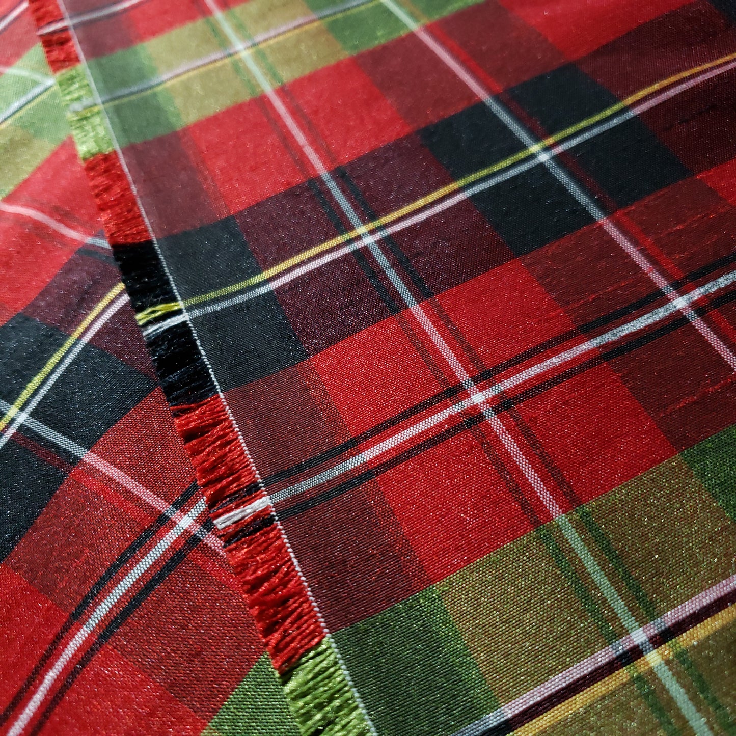 RED CLASSIC PLAID FAUX SILK DUPIONI