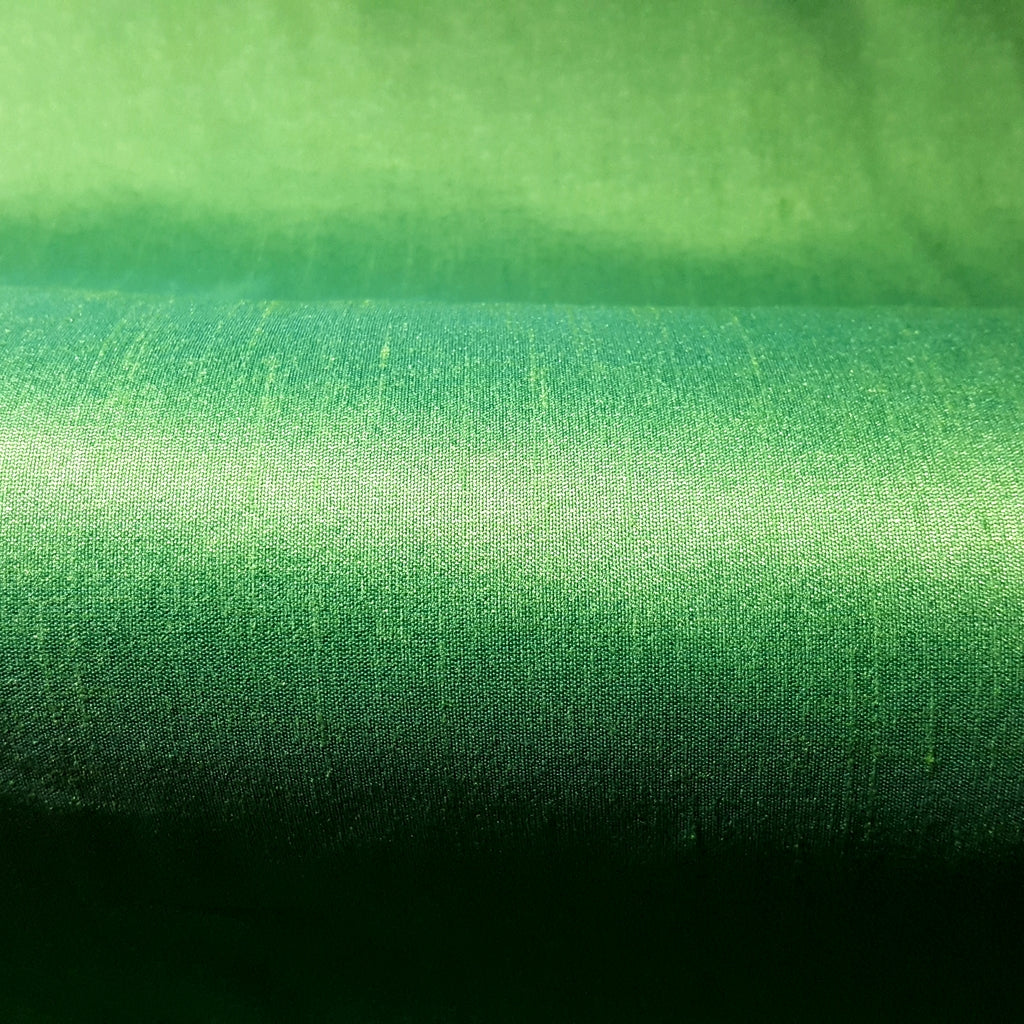 GREEN LIME TURQUOISE FAUX SILK DUPIONI