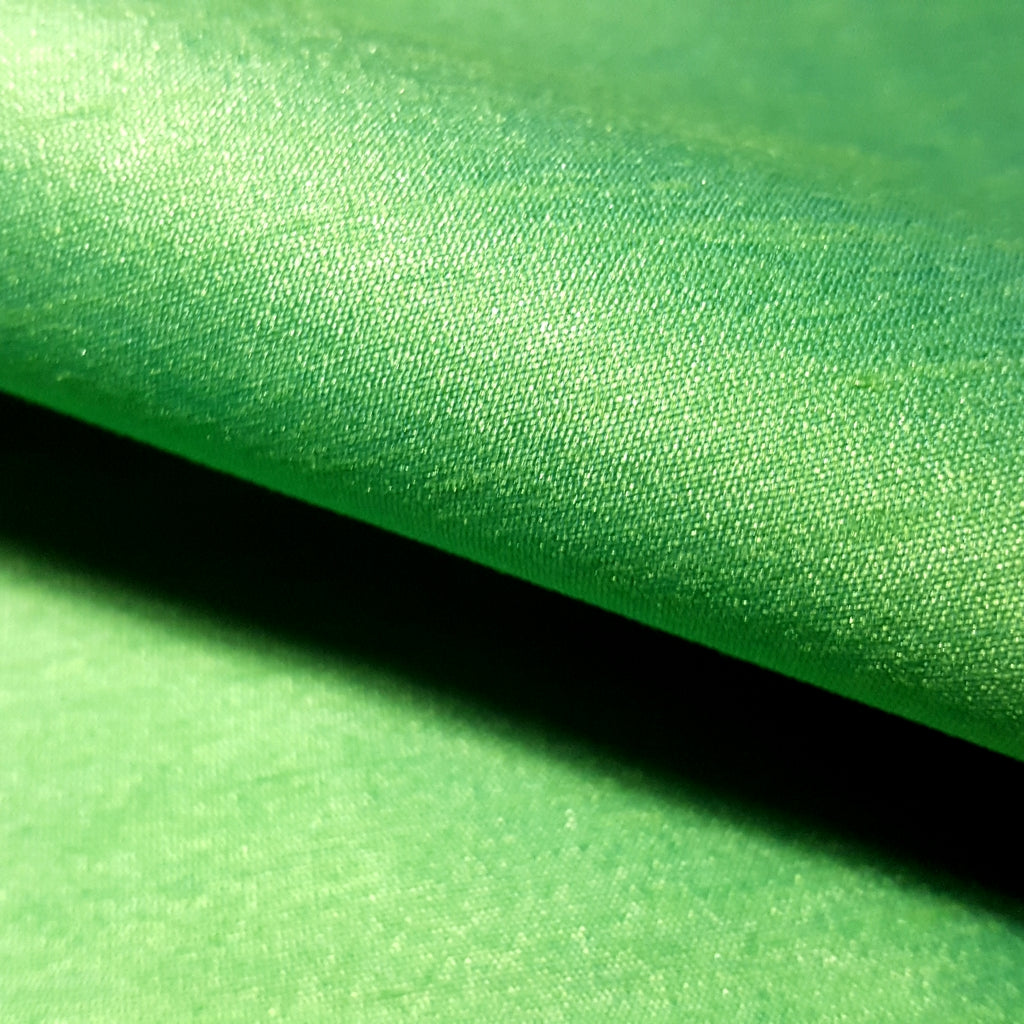 GREEN LIME TURQUOISE FAUX SILK DUPIONI