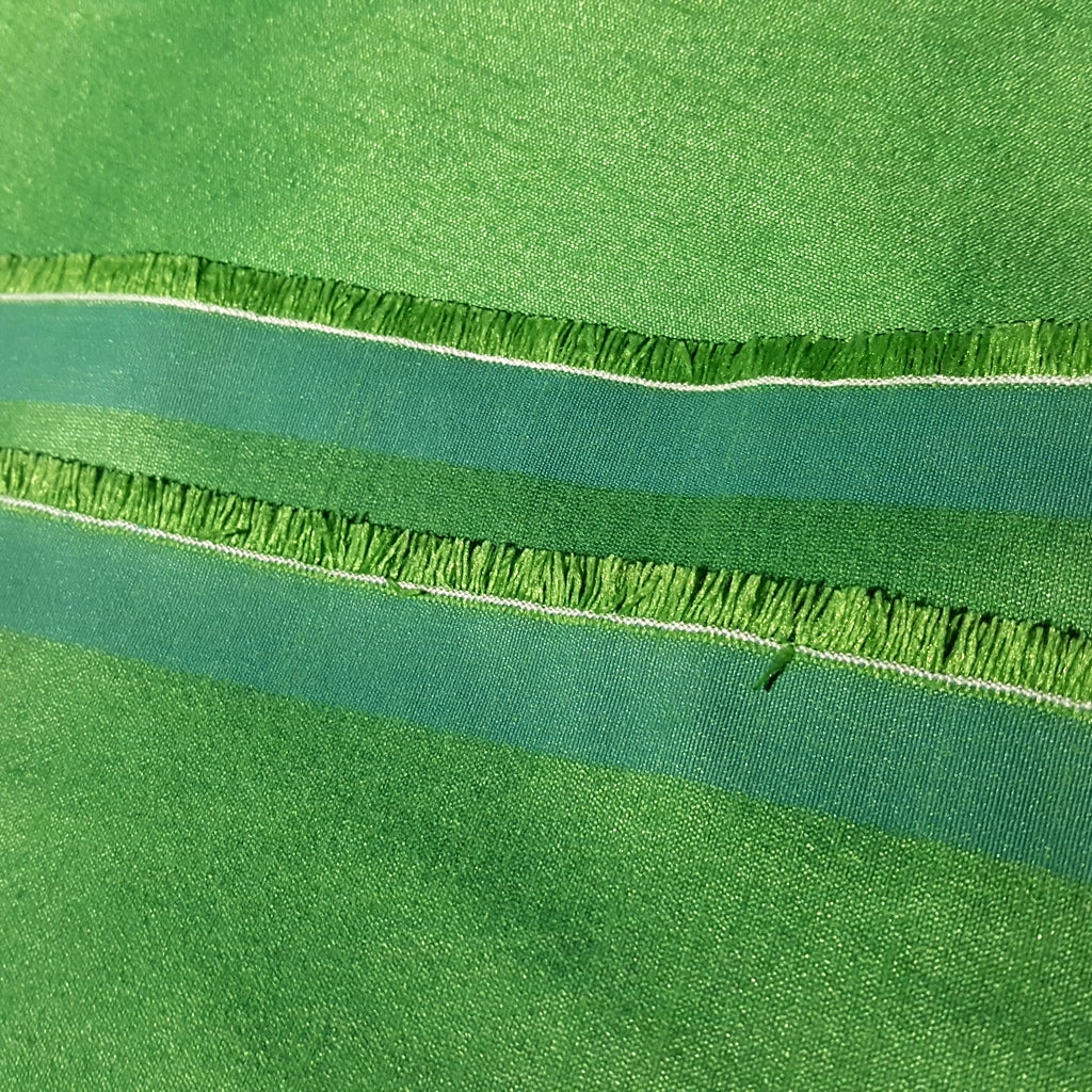 GREEN LIME TURQUOISE FAUX SILK DUPIONI